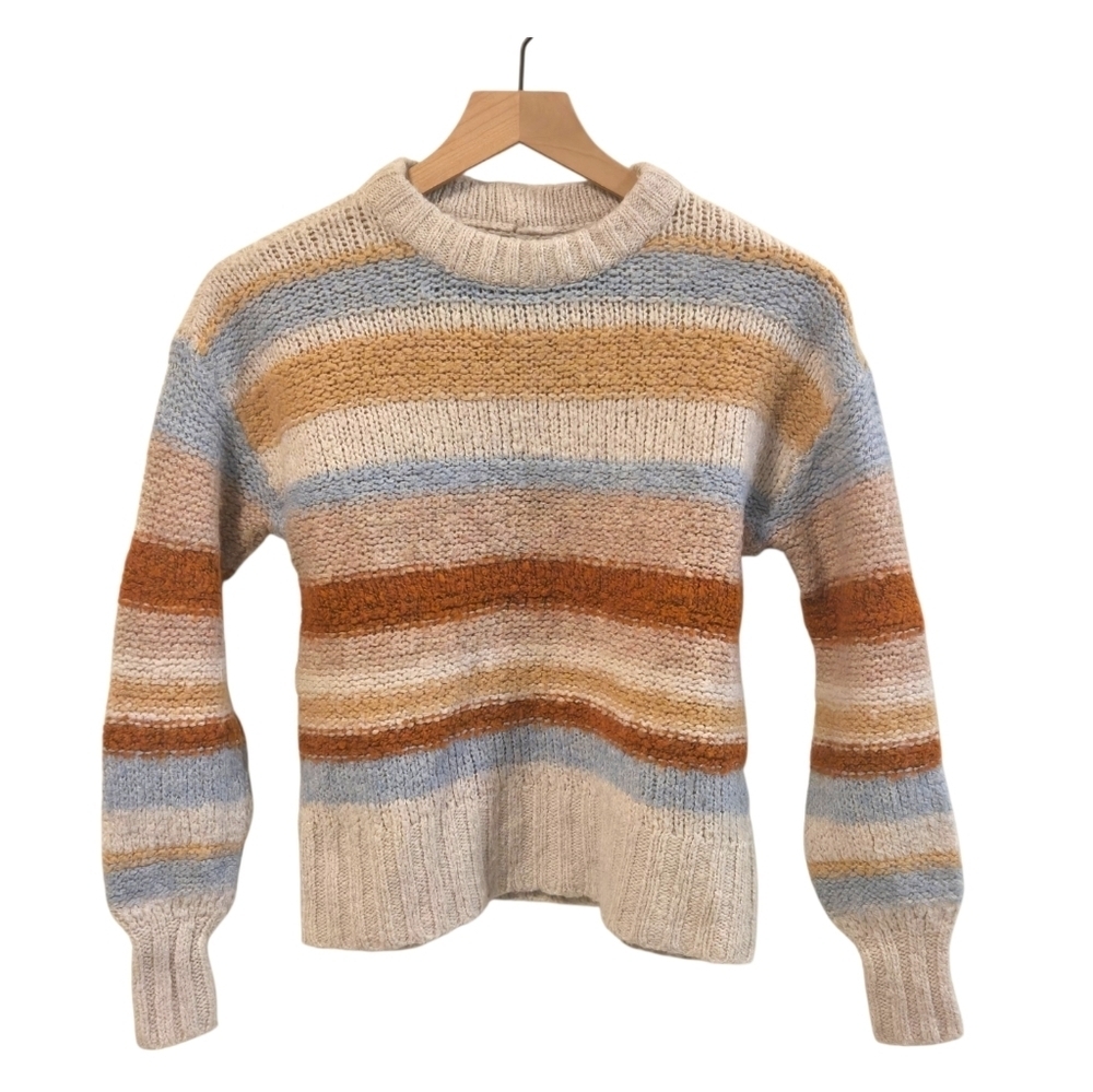American Eagle Wool Blend Knit Crew Neck Striped Sweater Size XS
